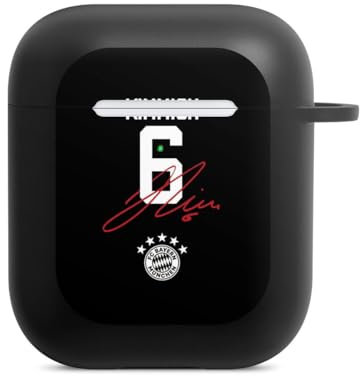 DeinDesign Hülle mit Karabiner kompatibel mit Apple AirPods (1. Generation) Case schwarz Schutzhülle mit Schlüsselanhänger FC Bayern München FCB Kimmich