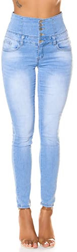 Koucla Jeans High Waist Damen Skinny Jeans Jeanshose Corsage Look (40, Hellblau)