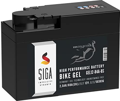 SIGA YTR4A-BS GEL Roller Batterie 12V 2,5Ah 60A/EN GEL12-R4A-BS GEL Batterie 12V Motorradbatterie entspricht 50303 ITX4A-BS YTX4A-BS auslaufsicher