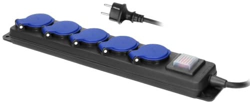 ORNO AE-13159 Multiprise Exterieur étanche avec Interrupteur Principal et 5 Prises Rallonge d'Atelier Câble en Caoutchouc (5m)