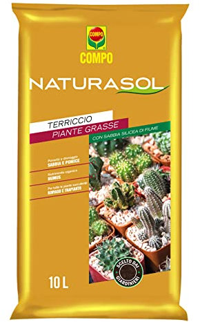 COMPO Naturasol Cactacee, Terriccio per Piante Grasse, Con Sabbia Silicea e Pomice, Sacco 10 L