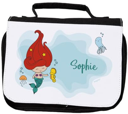 Striefchen® Kinder Mädchen Kulturtasche mit Namensaufdruck Meerjungfrau