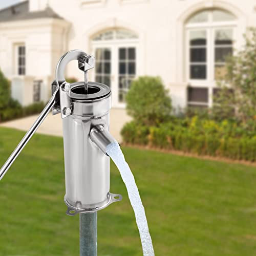 Edelstahl Schwengelpumpe Saugpumpe 32mm Gartenpumpe Handbrunnenpumpe Springbrunnenpumpe Manuelle Tiefwasserpumpe Wasserpumpe Brunnenpumpe Handpumpe für Hausgarten Yard