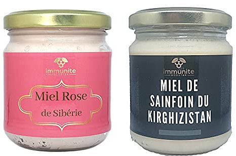 2 Miels crémeux d'Asie - 1 Miel de Sainfoin du Kirghizystan - 1 miel rose de montagne de Siberie - 500g poids net
