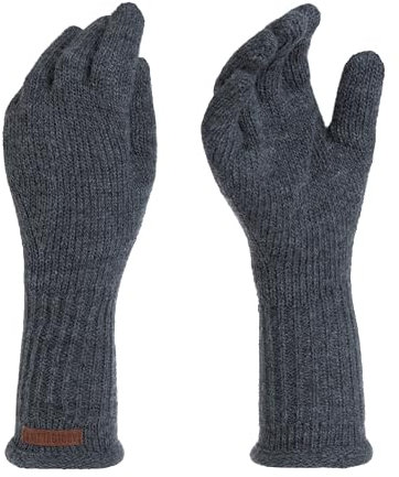 KNIT FACTORY - Lana Handschuhe - Gestrickte Handschuhe für Winter - Handstulpen aus Wolle - Hochwertige Qualität - Anthrazit