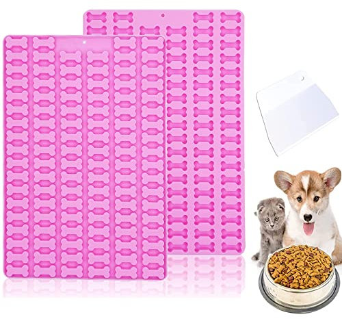 2 Pièces Tapis de Cuisson en Silicone avec Racloir et Moule à Biscuits pour Chiens, Chocolat, Etc (Os pour Chien)
