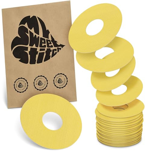 MySweetStitch 25 Ringpatches für FreeStyle Libre 3/3 Plus rund Yellow | Stabilisiert ablösende Ränder, Mitte bleibt frei, wasserfest und flexibel, bis zu 15 Tage Halt