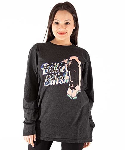 Billie Eilish Unisex Neon Logo Official Charcoal Grey Long Sleeve T-Shirt, grau, XL