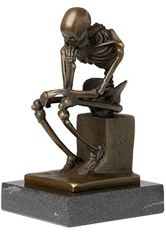 Moritz Bronzefigur Der Denker - Skelett Höhe 14,5 cm 0,9 kg Skulptur Statue Antik Bronze