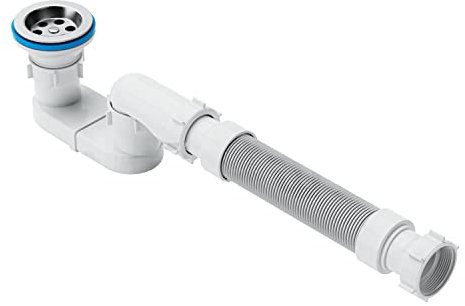 Low Profile 1-1/2 Bathtub Shower Drain with Flexible and Flat P Trap for Freestanding Tub Drain for Bath