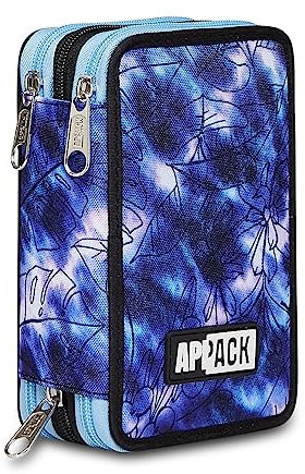 Appack Federmäppchen, Mäppchen, mehrfarbig, Federtasche für Schreibwaren, Etui mit Stiften, Kugelschreiber, & mehr, 3 Fächer, Mädchen & Jungen, Schule - Grundschule, violett