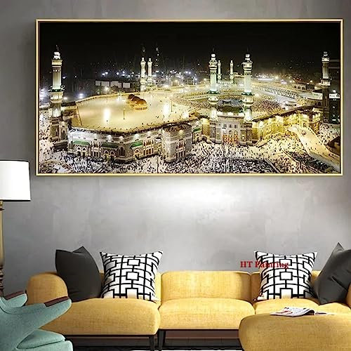 SDVIB Mekka Kaaba Arbaic Heilige Landschaft, Leinwandgemälde, islamische muslimische Moschee, Poster und Drucke, Wandkunst, Bilder, Heimdekoration, 70 x 140 cm, rahmenlos