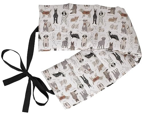 Bio-Dinkelkissen 7-Kammer mit Band, 65x15 Bio-Stoff Liebe Hunde - Wärme-Gürtel, langes Kissen zum Binden, Rücken