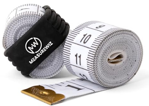 MeasureWiz Tape Measure - (2 Pack) 60 Inch 150 cm Soft Fabric White Measuring Tape for Tailors Dressmakers and Sewing - Metric Waist and Body Measurements - Reusable Ziplock Bag Convenient Storage