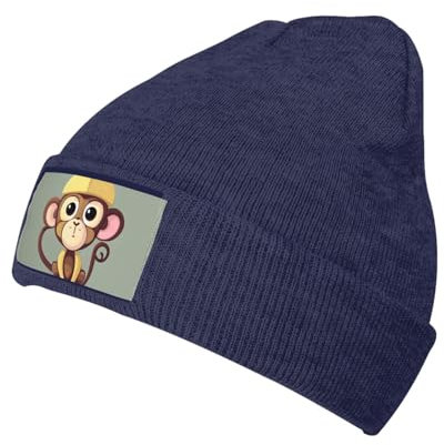 ZISHAK Niedlicher Affe, trendige Strickmütze für Erwachsene, Unisex, perfekte lässige Mütze für alle Anlässe, Niedlicher Affe, Einheitsgr��e