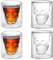 Totenkopf Gläser Set 4 Stück Schädel Schnapsgläser Skull Shotgläser Lustig Shot Gläser Glas Tequila Gläser Shot Glasses Schnapsglas Shotglas für Kalte Heiße Getränke Cola Gläser Espressogläser (150ML)