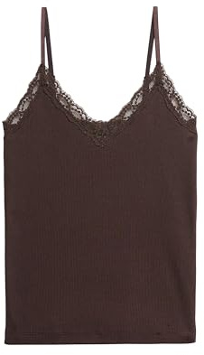 Superdry Damen Essential Trägertop mit Spitzenbesatz Dunkelbraun 14-16