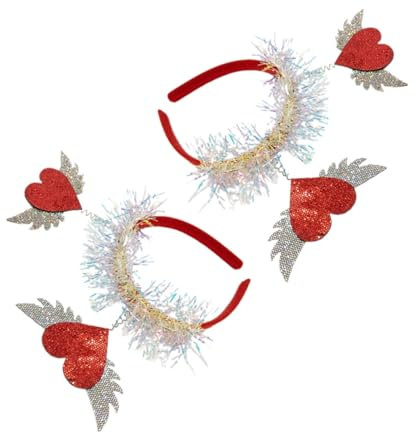 ABOOFAN Haarband 2St Party-Kopfbedeckung Stirnbänder zum Valentins-Stirnbänder hair toppers for women hair bows for women Stirnband Haarschmuck valentinstag zubehör Herz Haarreifen