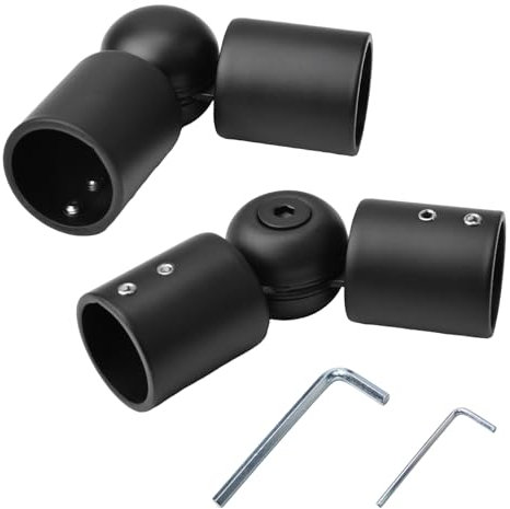 UFURMATE Verstellbarer Eckverbinder, 2 Stück Edelstahl Ecken Stange Winkel Verbinder Heavy Duty Scharnierstange Eckverbinder von 90 Grad bis 180 Grad für 1 Zoll Stange (schwarz)