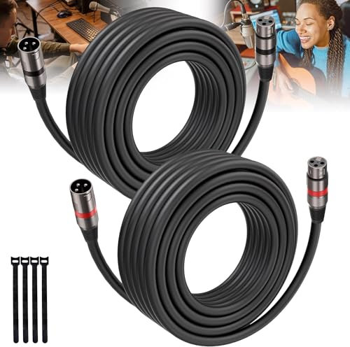 Bietrun 2 * 8M Cavo XLR Bilanciato per Microfono,Cavo Cannon a 3 Pin Maschio a Femmina per Micronofo Connettore a Cavo Compatibile con Microfoni Sistema di Altoparlanti Preamplificatore Mixer Audio