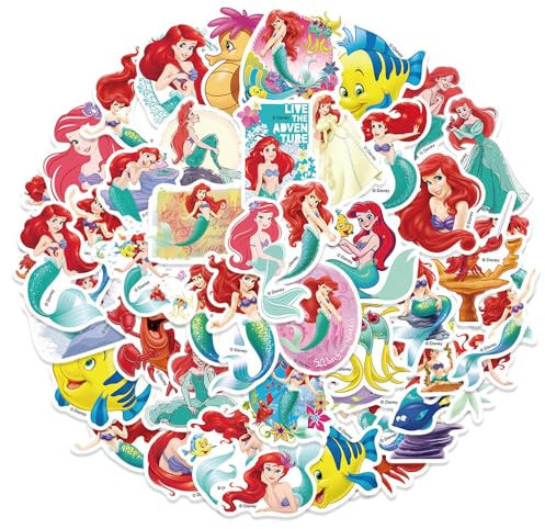 50 Stück Mermaid Stickers, Süße Meerjungfrau Prinzessin Aufkleber, Kawaii Wasserdichte Vinyl DIY Aufkleber Set für Skateboard Auto Laptop Gitarre,Jugendliche Kinder