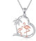 CUPENDA Flamingo Necklace Sterling Silver Heart Flamingo Palm Tree Pendant Necklace Animal Jewellery Beach Gifts for Women Girls