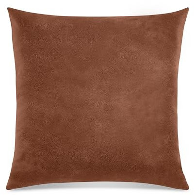 Quantum Interior by Maxland Hochwertiges Dekokissen in Leder-Optik, 50 x 50 cm, Sofakissen mit Reißverschluss, gefüllt, weiches Dekoissen (Braun)