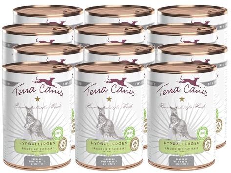Terra Canis Känguru mit Pastinake - Hypoallergen Nassfutter, 12x400g I Premium Hundefutter in 100% Lebensmittelqualität Aller Rohstoffe I Allergenarm, Getreide & glutenfrei