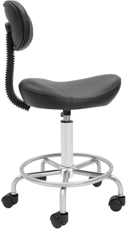 MINRS Bürohocker, Rollhocker höhenverstellbar(45-59cm) mit Rückenlehne Arbeitshocker, 360° drehbar, Belastbarkeit 150kg Ergonomischer für Büro Salon Spa Bar Küche (Schwarz)