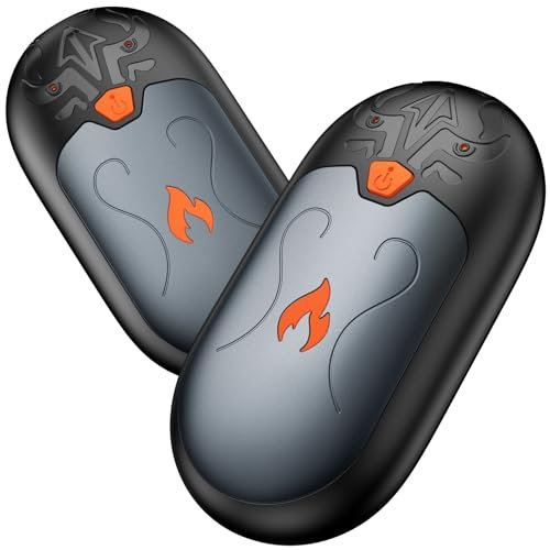 Handwärmer Wiederaufladbar 2 Pack, Handwärmer Elektrisch mit 24 Stunden Wärme & 3 Heizmodi,Tragbarer Taschenwärmer für Reno-Patienten, Frauen Männer(Grau)