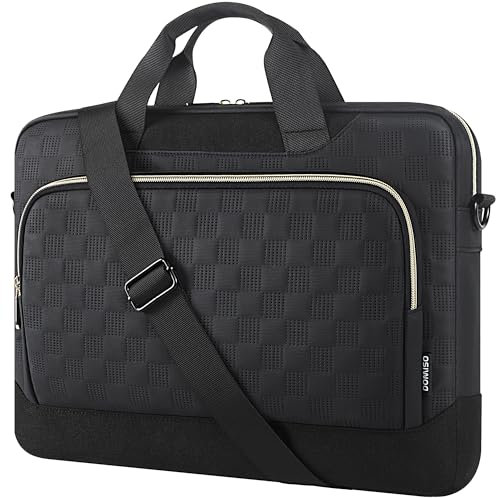 DOMISO 17 inch Laptop Bag 17.3 inch Laptop Briefcase Large Capacity Shoulder Bag Waterproof 17 inch Laptop Case for Men Women Business Office Work Computer Bag 17 Inch Adjustable Messenger Bag, Black