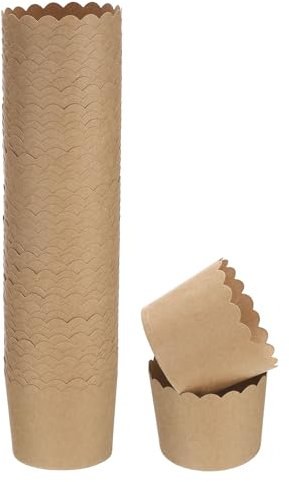 sourcing map 50Pcs Paper Baking Cups 6oz Brown Kraft Paper Muffins Liners Cupcake Greaseproof Disposable Bulk Wrappers for Wedding Birthday Graduation