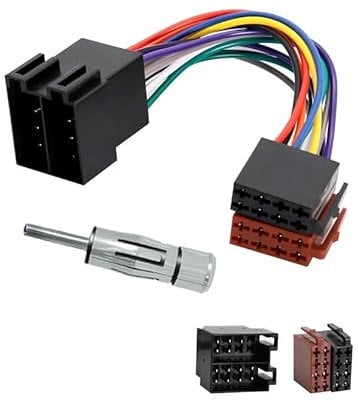 RUIZHI Adaptateur Autoradio Set, Universal Radioadapter, Adaptateur Antenne Autoradio Din Iso Klemme 15 + 30 Steckbar Verlängerung Radio Adapter Stecker (type1)