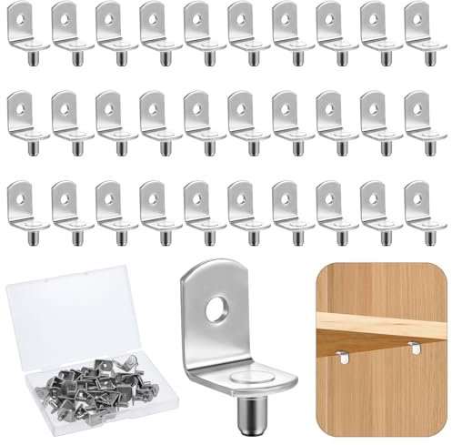 Ymapinc Regalbodenträger 5mm,30 Stück Metall Einlegeboden Halter L Form Bodenträger mit Aufbewahrungs Box Regalbrett Halterung für Möbel Bücherregale Schrank Regale