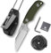 DRACHENADER cuchillo de exterior, acero D2, 7,6 cm de hoja de pata de cordero, espiga completa, mini cuchillo de cuello con funda de Kydex, cadena de bolas, clip de cinturón