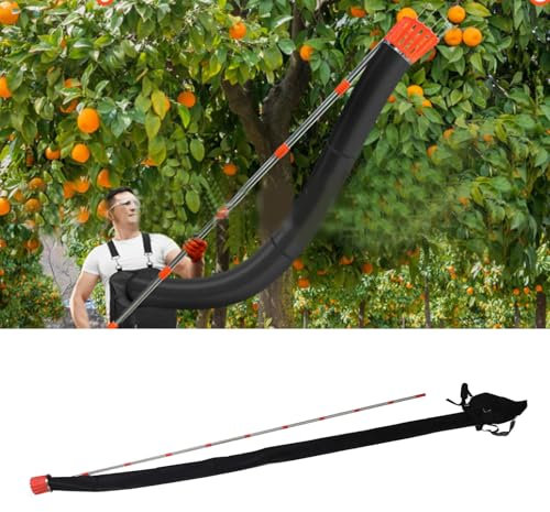 Obstpflücker mit Teleskopstiel, 3.96M Teleskop Apfelpflücker Obsternter mit Trichterbeutel Edelstahl Kirschpflücker Birnenpflücker, für Apfel Orangen Zitronen Kommissionier
