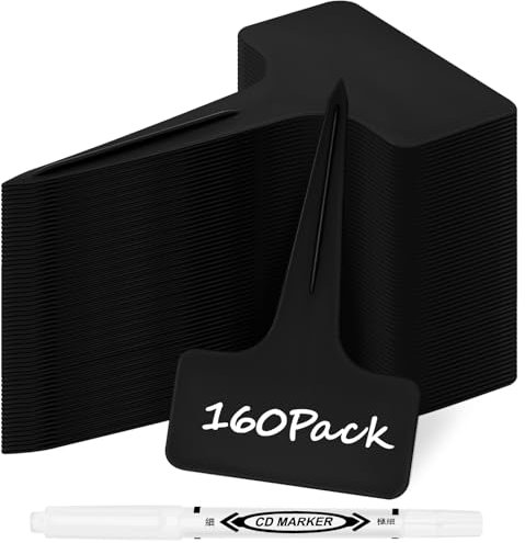 160 Stück Pflanzenschilder aus Premium Kunststoff - 160X Schwarz, Pflanzenstecker zum Beschriften wetterfest, Stecketiketten Pflanzen Für Gemüse, Kräuter, Blumen