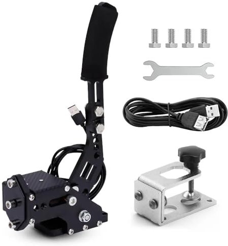 Lanotech PC/PS4/PS5 USB 64 Bit Handbremsen-Kits für PC-SIM-Rennspiele, für Logitech G29 simulieren lineare Handbremsen-Computer, mit Befestigungsclip und Platte