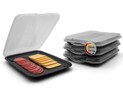 BigDean 4 Stück Aufschnittboxen für Kühlschrank – stapelbare Aufschnittdosen für Käse, Wurst uvm. – Wurstdosen Made in Germany