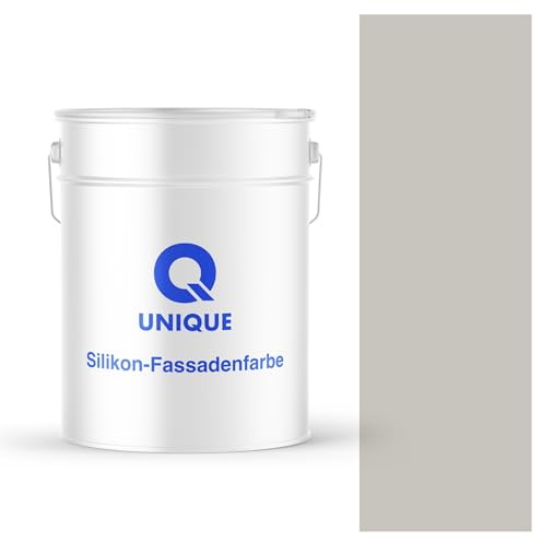 Q UNIQUE Fassadenfarbe Stahlgrau 7024 10L – Silikonharz-Außenfarbe, Wetterfest, Selbstreinigend, Hohe Deckkraft, UV-Beständig, Für WDVS, Beton & Mineralische Untergründe