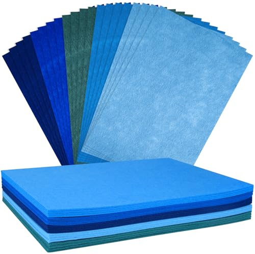 NEBURORA 20 Stück 2 mm dicke, steife Filzplatten zum Basteln(Blaue Serie) | Dicke Polyester-Filzplatten, Patchwork-Näh-Bastelzubehör, Party-Dekorationszubehör, geeignet für Graviermaschinen