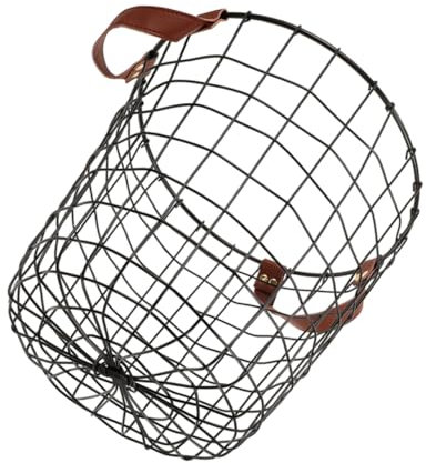 BAZEITFLOW Runder Drahtkorb Für Holzaufbewahrung Aufbewahrungsbehälter Aus Eisen Mit Griff Atmungsaktives Design Vielseitig Für Feuerstelle Decken Spielzeug Und Bücher Geeignet