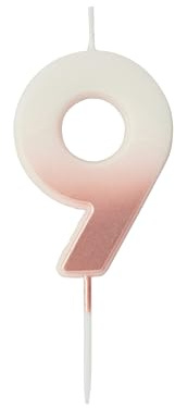 Rose Gold Ombre Number '9' Candle