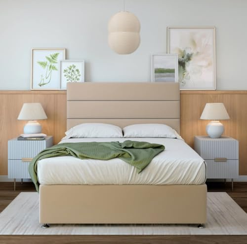 Bedmaster Plush Velvet Divan Base With Storage And Lined Headboard - Colour And Size Options (Natural 2 Drawer, Single)