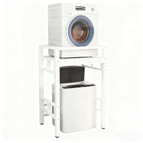 Trocknerständer Tragbares Waschmaschinen-aufbewahrungsregal Einstellbare Tragkraft Platzsparendes Waschmaschinen-regal 300 Kg Für Balkon-waschküche WhiteFrame+WhiteTop B