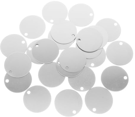 EXHUMKY 25 Stück Teiliges Runde Aluminium Blanko hundemarken zum Gravieren DIY Haustier id tags für Hunde und Vielseitige Anhänger für und Schlüsselbund Silber
