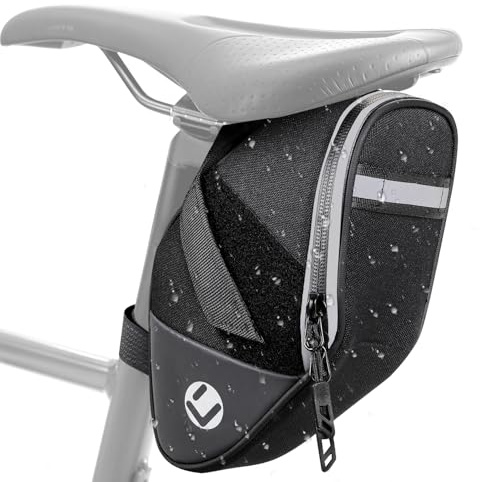 WOTOW Bike Saddle Bag - Waterproof Strap-on Bike Seat Bag - Reflective Bicycle Under Seat Storage Pouch for Road Mountain Bike Cycling Travel