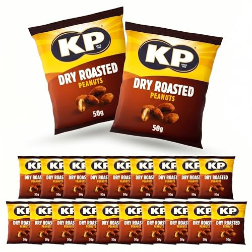 KP Dry Roasted Peanuts 50g x 21 Pack Roasted Peanut Snack Bags Savoury Crunchy Peanuts for Sharing Parties Drinks & Lunches