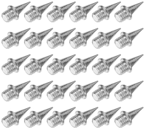 Happyyami Clavos Atletismo 9mm para Zapatillas de Running Diseño Aerodinámico y Acero Duro, Paquete de 30 Piezas para Mejorar la Tracción en Carreras de Velocidad