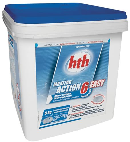 Hth Galets de Chlore stabilisé 250g Maxitab Action 6 Easy 5 kg